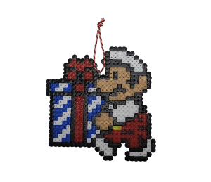 Χριστουγεννιάτικo στολίδι Mario με δώρο pixel art