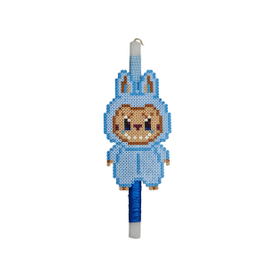 Λαμπάδα Labubu μπλε χειροποίητο Pixel Art